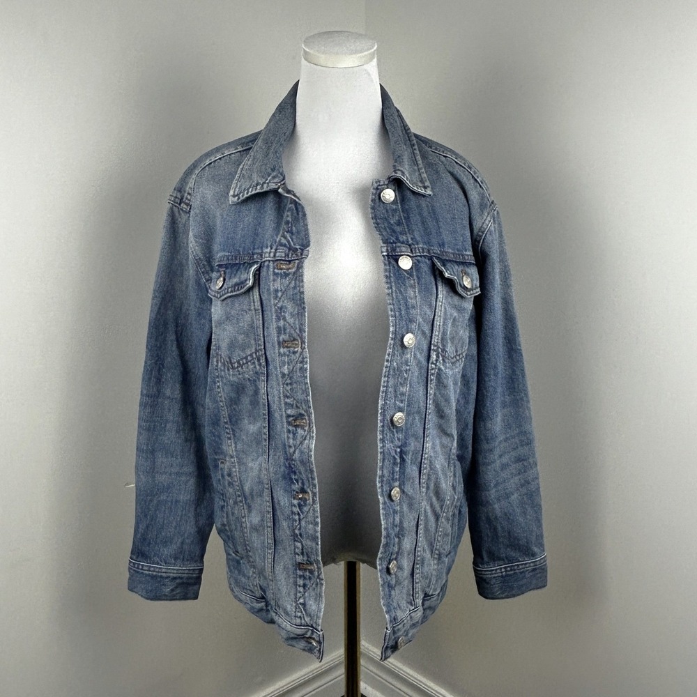 Madewell Oversized Jean Jacket Women M Cotton Trucker Denim‎ Relaxed Fit Casual